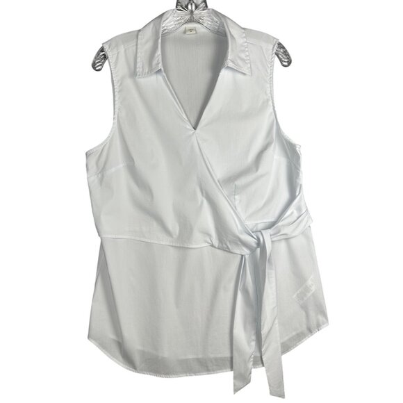 Coldwater Creek Crisp White Sleeveless Wrap Top Size 14 Elevated Basic Capsule - Picture 1 of 5